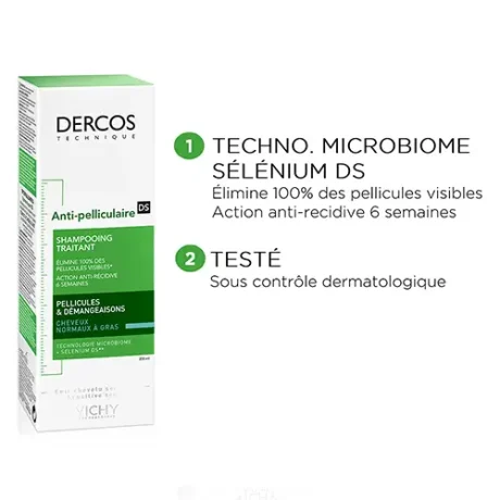VICHY DERCOS Anti-pelliculaire Shampooing Traitant Cheveux Normaux à Gras 1